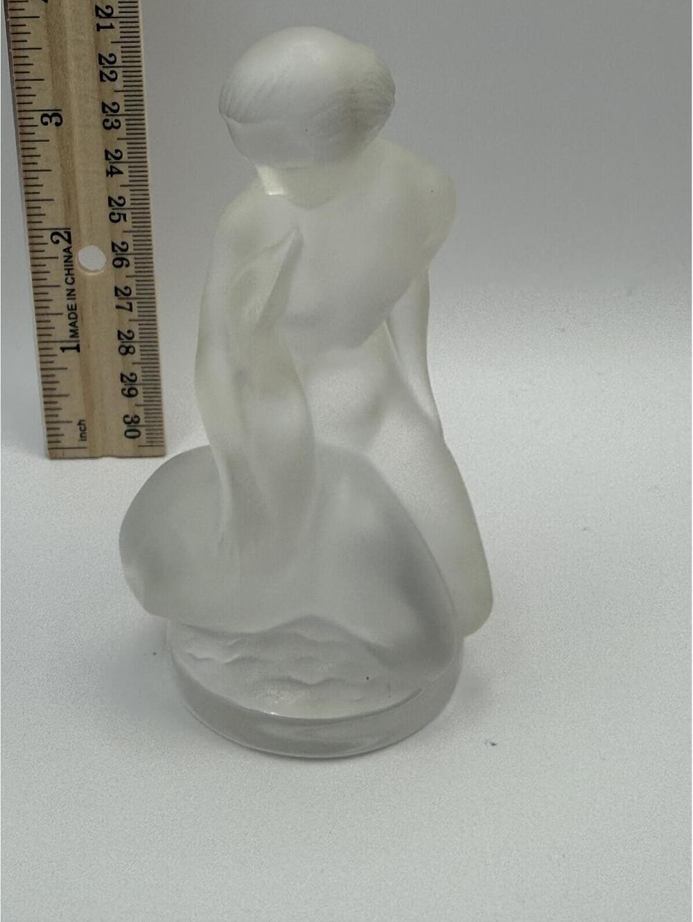 Lalique France Frosted Crystal Nude Woman Figurine Signed Satin Glass 4”